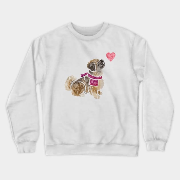 Tibetan Spaniel watercolour Crewneck Sweatshirt by animalartbyjess